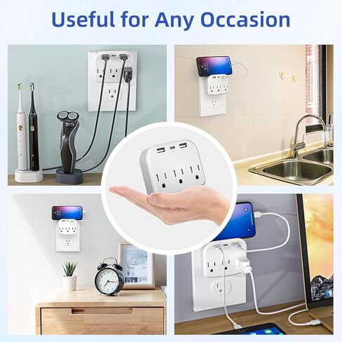 Ievuneuio Cruise Strip Power No Surge Protector مع USB، موسع منافذ التوصيل المتعدد 3 منافذ و 3 منافذ USB (1 USB C)، موزع منافذ الحائط من Cruise Essentials للرحلات البحرية والسفر والمكتب المنزلي in Kuwait