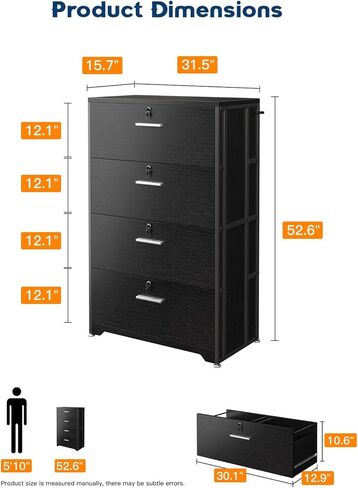 AODK File Cabinet Filing Cabinet for Home Office, Large File Cabinets with Lock, Office Storage Cabinet 4 Drawer for Legal/Letter/A4 File, White in Kuwait