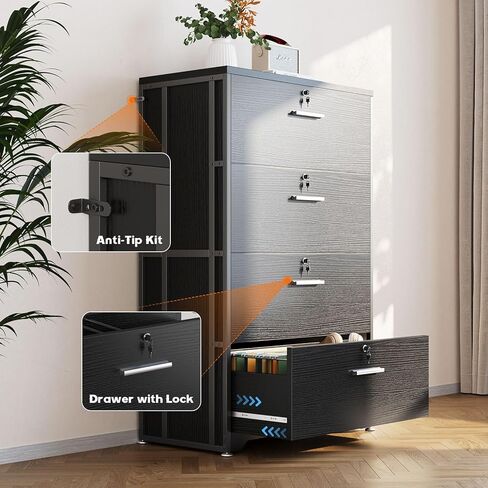 AODK File Cabinet Filing Cabinet for Home Office, Large File Cabinets with Lock, Office Storage Cabinet 4 Drawer for Legal/Letter/A4 File, White in Kuwait