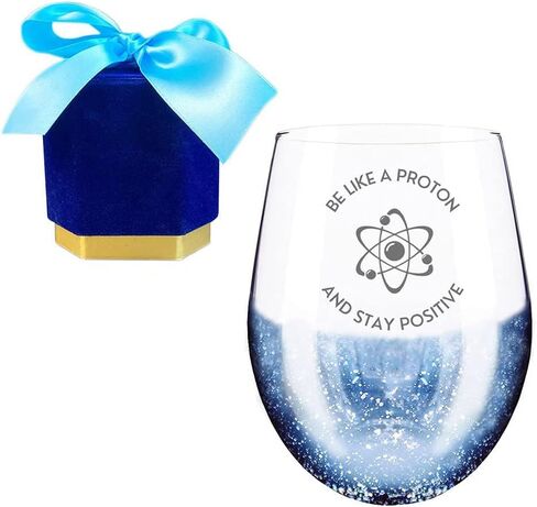 Mothers Day Gifts for Science Teacher, Be Like a Proton and Stay Positive Science Teacher Wine Glass and Funny Atom Socks Gift Set, Teacher Appreciation Gifts for Men Women in Kuwait