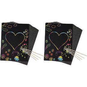 50 Piece Rainbow Scratch Paper - 4 Wooden Styluses Included - Create Rainbow Scratch Art With This Jumbo Craft Pack in Kuwait
