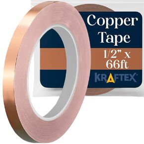 Kraftex Copper Tape [1 Inch x 66ft] – Conductive Copper Foil Tape with Adhesive for Stained Glass, Slug Barrier, Guitar Shielding & Faraday Cage in Kuwait
