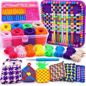 Weaving Loom Kit Toys Crafts - Arts and Crafts for Kids and Adults - Great Birthday Gifts for Girls Ages 6 7 8-12 13 Years Old - Sturdy Frame Potholder Loom Making Kits Portable Box and Craft Loops in Saudi Arabia