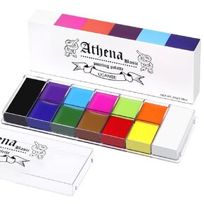 UCANBE Athena Basic Face Body Paint Oil Palette, 12 Color Large Black White Professional Face Painting Makeup Kit, Facepaint Pallet for Halloween SFX Party Art Stage Costume Cosplay Clown Goth Make Up in Kuwait