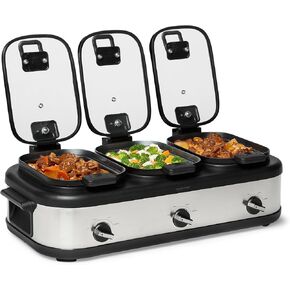 AmazonCommercial الفولاذ المقاوم للصدأ 3x2.5QT طباخ ثلاثي بطيء in Kuwait