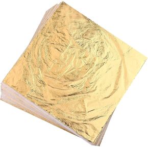 Homepal 100pcs Imitation Gold Leaf for Arts, Gilding Crafting, Painting, Furniture Decoration, Imitation Gold Foil Sheets 5.5" x 5.5" in Kuwait