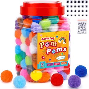 MORFEN 900 Pcs Multicolor Pom Poms, Pom Poms for Crafts Craft Pompoms in Kuwait