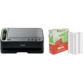 FoodSaver V4400 2-in-1 Vacuum Sealer Machine & FoodSaver Vacuum Sealer Bags & FoodSaver Vacuum Sealer Bags for Airtight Food Storage and Sous Vide, 1 Quart Precut Bags (44 Count) in Saudi Arabia