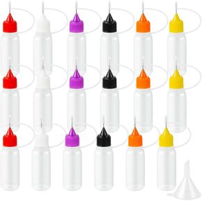 18PCS Precision Needle Tip Glue Applicator Bottles, 6 Color 30ML/1 OZ Fine Needle Tip Squeeze Bottle with Mini Funnel for DIY Paint Paper Quilling Craft Glue Ink Liquid Acrylic Painting, YEAJOIN in Kuwait