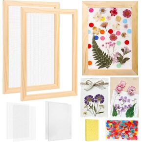 Aboofx Paper Making Kit, A5 & A6 Size Paper Making Screen Frame Kit, Wooden Mold and Deckle with Mesh, Absorbent Papers, Sponge and Confetti, DIY Handmade Papers Making Supplies Gift for Craft Lovers in Saudi Arabia