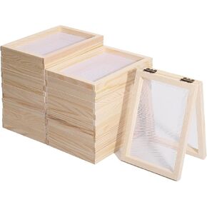 Worown 16 Sets A6 Natural Wood Papermaking Frames, Paper Making Screen Mold in Kuwait