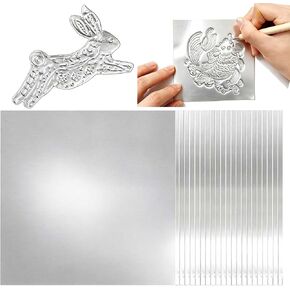 100 Sheets Metal Embossing Foil Sheets for Crafts - 6x6 inch Heavy Duty Embossed Aluminum DIY Crafting Silver foil for Engraving, Embossing, Painting, Mounting and Art Crafts, 0.07mm/2.76mil Thickness in Saudi Arabia