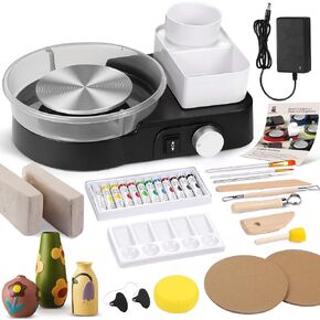 Pottery Wheel for Adults - Complete Pottery Tools Kit for Beginners, 6" Turntable Two-Way Rotation Adjustable Speed, 2.2 lbs. Air Dry Clay, Mini Clay Making Pottery Wheel with Storage Design (Green) in Kuwait