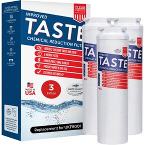 Clear Choice Taste Filter Replacement for Whirlpool UKF8001 WF50 Filter Compatible with EDR4RXD1 EFF-6013A FILTER4A FILTER4 Refrigerator Water Filter, NSF/ANSI 42, Box of 3, Made in the USA in Saudi Arabia