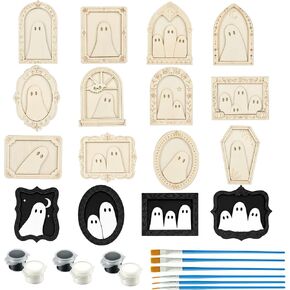24 Set Halloween Crafts for Adults, Wood Ghost Frame DIY Kit in Kuwait