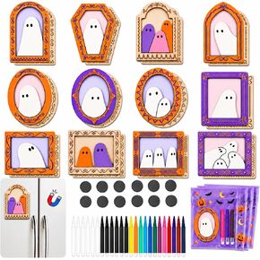 12 Set Halloween Wood Ghost DIY Frame Craft Kit with Fridge Magnet Stickers in Kuwait