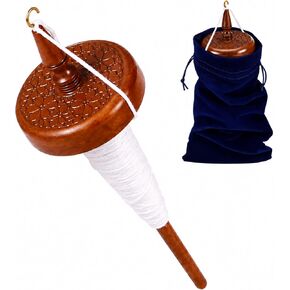 ElaraBerry Wooden Hardwood Top Whorl Drop Spindle 11.4 Inch Shaft 3.35 Inch Whorl Diameter Hand Spindle Yarn Spinner for Beginner & Advanced Spinning, Spin Roving into Yarn for Sewing Knitting Crafts in Kuwait