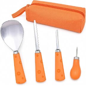 4pcs Halloween Pumpkin Carving Kit with a Zippered Storage Pouch in Kuwait