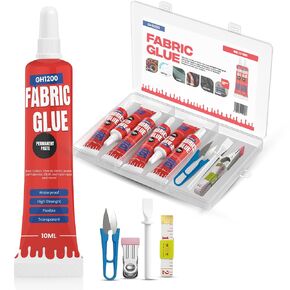 Fabric Glue Permanent (10 ML x 8), Fabric Glue for Clothing Permanent Washable for Rhinestones, Patches, Clothes, Denim, Leather, Polyester, Fabrics, Doll Repair, Flannel, Cotton & More in Saudi Arabia