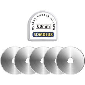 SOMOLUX 60mm Rotary Blades 5 Pack Fits OLFA,Fiskars,Truecut,DAFA Cutter Replacement, Quilting Scrapbooking Sewing Arts Crafts,Sharp and Durable in Kuwait
