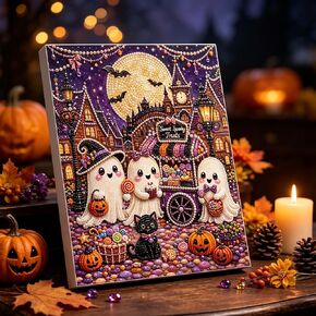 RIHUALS Halloween Ghost Pearl Art DIY Kit, Spooky Cute 3D Diamond Painting Crafts for Adults, Beginner DIY Seasonal Party Gift Handmade Gem Dot Picture Craft for Home Wall Decor (#C) in Saudi Arabia