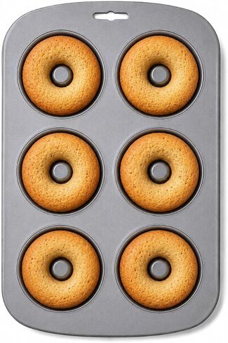 HIC Kitchen Nonstick 6-Cup Donut Pan, Carbon Steel with Quick-Release Non-Stick Coating, PFOA Free, 10.5-Inches x 7-Inches in Saudi Arabia