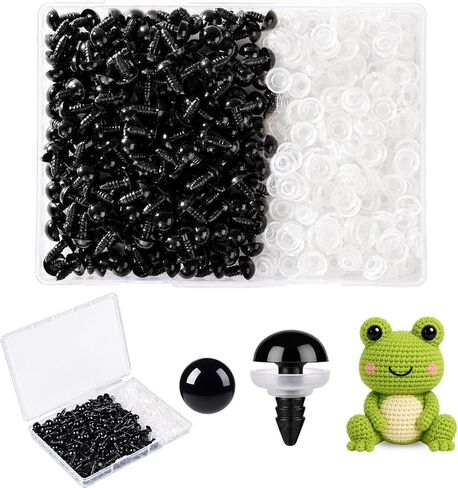 Vanblue Safety Eyes 260PCS 10mm Plastic Black Craft Eyes Teddy Bear Eyes with Washers for Amigurumi Stuffed Animals Crochet Toys Crafts Making Halloween Decorations in Kuwait