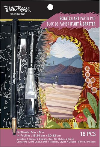 Brea Reese Scratch Art Paper Pad - Fall Florals - 14 Sheet Adult Craft Kit in Saudi Arabia