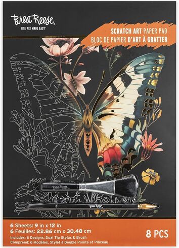 Brea Reese Scratch Art Paper Pad, Moonlight Garden 9x12in Adult Craft Kit in Saudi Arabia