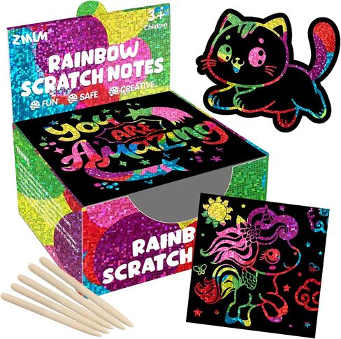 ZMLM 165 Pcs Rainbow Scratch Paper Art Notes - Crafts for Kids Ages 4-8 in Saudi Arabia