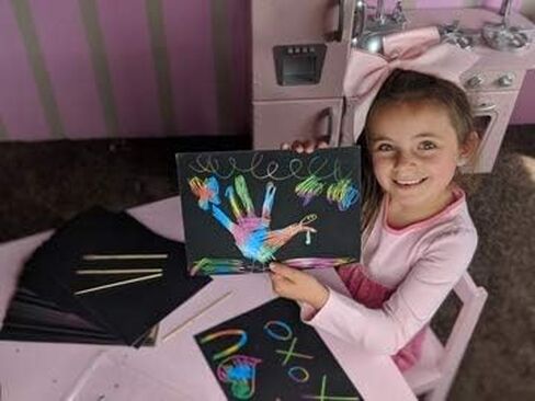 50 Piece Rainbow Scratch Paper - 4 Wooden Styluses Included - Create Rainbow Scratch Art With This Jumbo Craft Pack in Kuwait