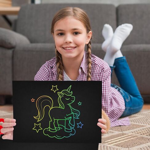 50 Piece Rainbow Scratch Paper - 4 Wooden Styluses Included - Create Rainbow Scratch Art With This Jumbo Craft Pack in Kuwait