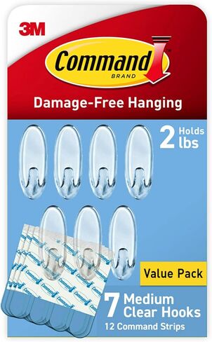 Command Medium Clear Clear Hooks, 7 Hooks, 12 Strips in Kuwait