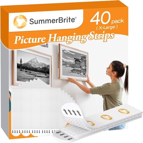 SummerBrite Damage Free Picture Hanging Strips, 20 Pairs, Medium, White in Kuwait