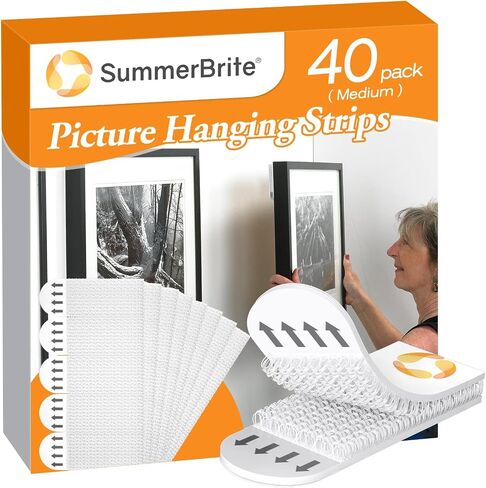 SummerBrite Damage Free Picture Hanging Strips, 20 Pairs, Medium, White in Kuwait