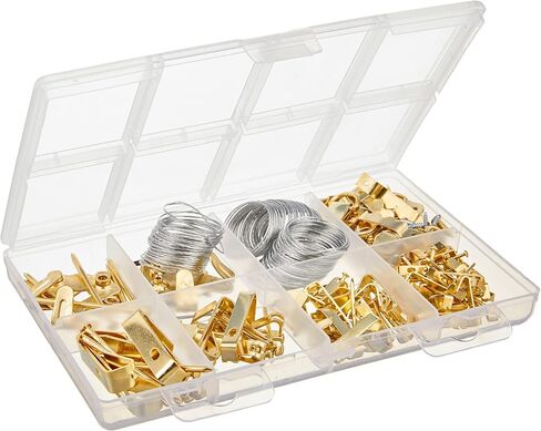 Amazon Basics Picture Hanging Hardware Assortment Kit, 220 Piece Set, Brass in Kuwait