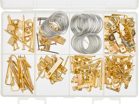 Amazon Basics Picture Hanging Hardware Assortment Kit, 220 Piece Set, Brass in Kuwait
