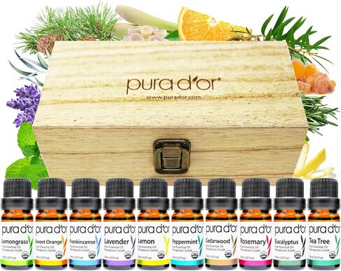 PURA D'OR Organic Perfect10 Essential Oils Aromatherapy Box Set, 10mL x10 in Kuwait