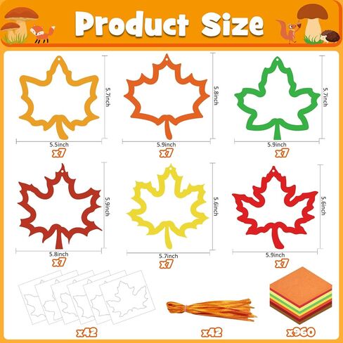 KEPEEL Fall Suncatcher Craft Kit, 42 Packs Leaf Tissue Paper Crafts in Saudi Arabia