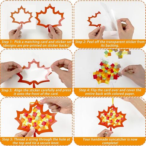 KEPEEL Fall Suncatcher Craft Kit, 42 Packs Leaf Tissue Paper Crafts in Saudi Arabia