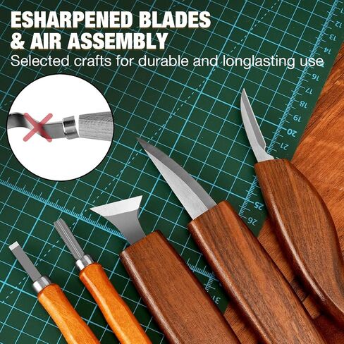Wood Carving Kit, 24Pcs Wood Carving Tools with Storage Bag, Wood Whittling Knife Kit with 4pcs Templates & 6pcs Basswood Blocks for DIY Beginners in Saudi Arabia