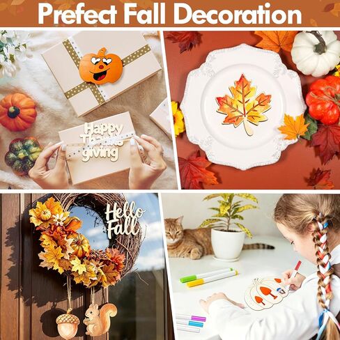WOHOHOHO 42PCS 9 Styles Fall Unfinished Paintable Blank Wooden with Tray in Saudi Arabia