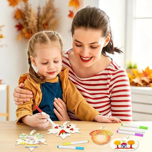 WOHOHOHO 42PCS 9 Styles Fall Unfinished Paintable Blank Wooden with Tray in Saudi Arabia