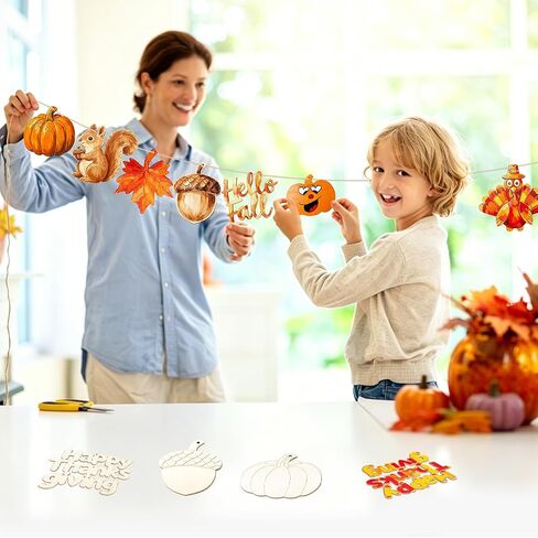 WOHOHOHO 42PCS 9 Styles Fall Unfinished Paintable Blank Wooden with Tray in Saudi Arabia