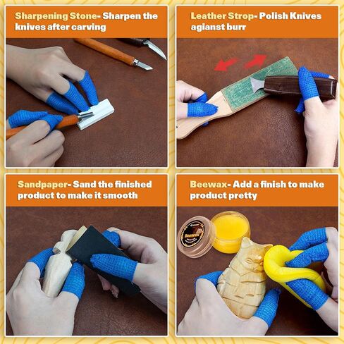 Wood Carving Kit, 32Pcs Wood Carving Tools with Storage Bag, Wood Whittling Knife Kit with 4pcs Templates & 11pcs Wood Carving Knives for Wood DIY Beginners in Saudi Arabia