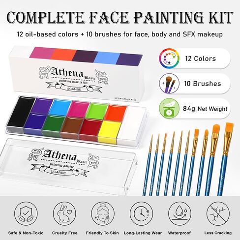 UCANBE Athena Basic Face Body Paint Palette 12 Colors Oil-Based SFX Kit in Kuwait