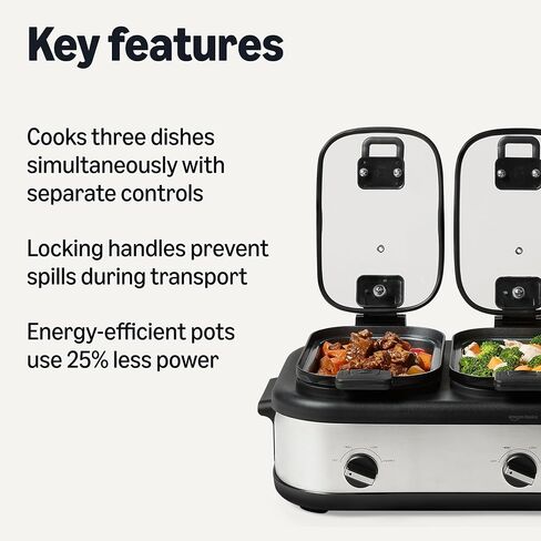 AmazonCommercial Stainless Steel 3x2.5QT Triple Slow Cooker in Kuwait