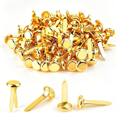 100PCS 0.3 x 0.7Inch Mini Brass Brads, Small Reusable Metal Paper Fasteners in Kuwait