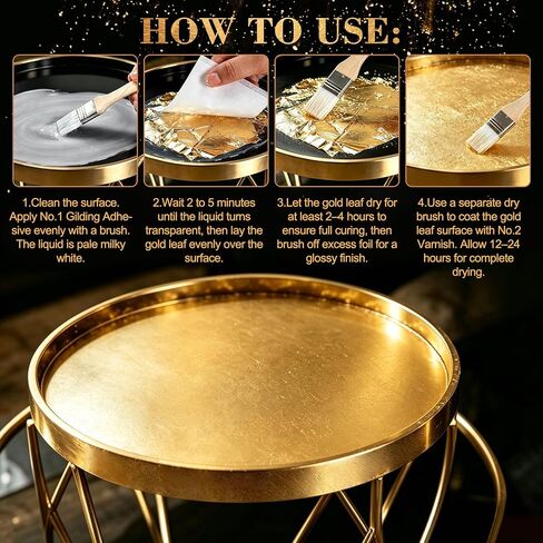 Gold Leaf Adhesive, with 200pcs Gold/Silver/Rose Gold Leaf Sheets in Saudi Arabia