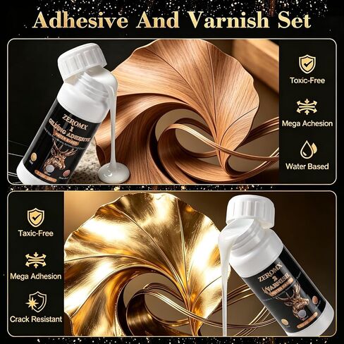Gold Leaf Adhesive, with 200pcs Gold/Silver/Rose Gold Leaf Sheets in Saudi Arabia